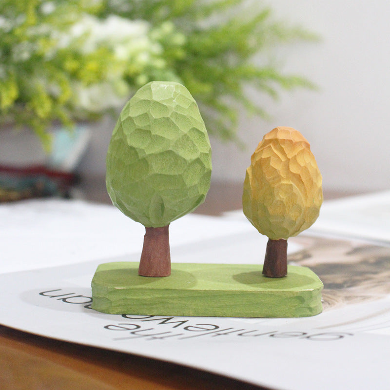 Fan Moon Lighthouse Wooden Carving Decorative Gift Set